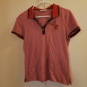 Red striped polo shirt